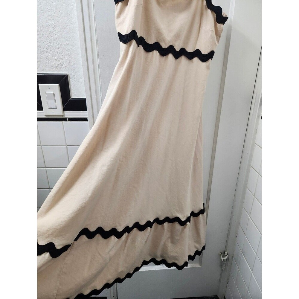 Cream Maxi Dress With Ric Rac Trim - Picture 4 of 8